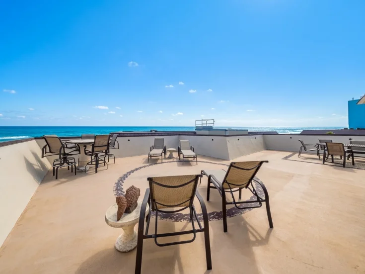 Private rooftop lounge overlooking the Atlantic Ocean